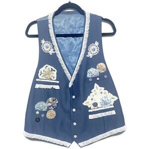 Gino Cappeli Designer Collection Vest Women's Large Blue Embellished